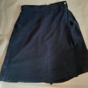 Ladies 100% Silk Navy Blue Skort with Button Side Closure